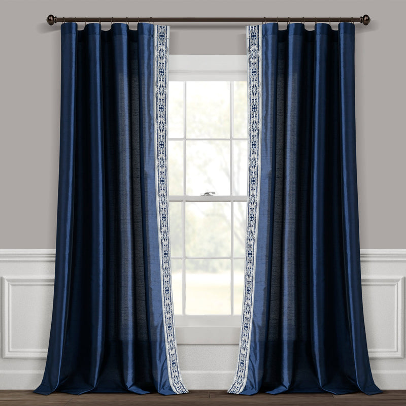 Luxury Traditional Regency Faux Silk Border Trim Window Curtain