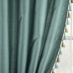 Luxury Regency Faux Silk Two-Tone Tassel Window Curtain Panel Set