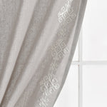 Luxury Modern Geo Linen Like Embroidery Border Window Curtain Panel