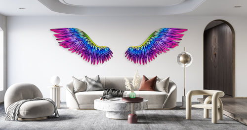 Multicolor Angel Wings / Printed Acrylic Art/ Printed Wall Art / Wall Decor/Wall Sculpture/Abstract Wall Decor/ Gift