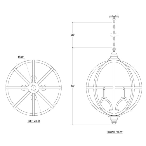 Lovecup Weathered Gray Axel Orb Chandelier L832