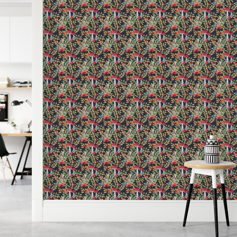 Mushrooms and Hares Wallpaper