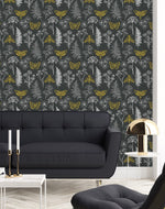 Grey Wallpaper with Wildflowers