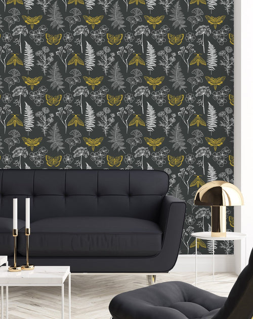 Grey Wallpaper with Wildflowers
