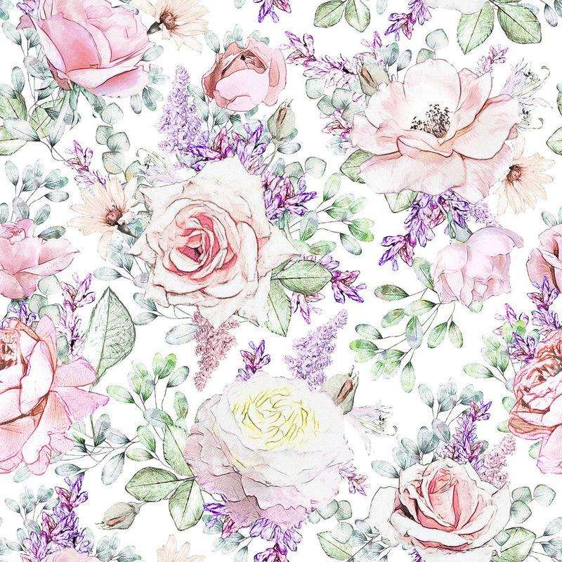 Contemporary Pink and Violet Flowers Wallpaper Tasteful