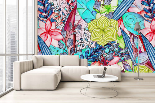 Brightly Floral Pattern Wallpaper