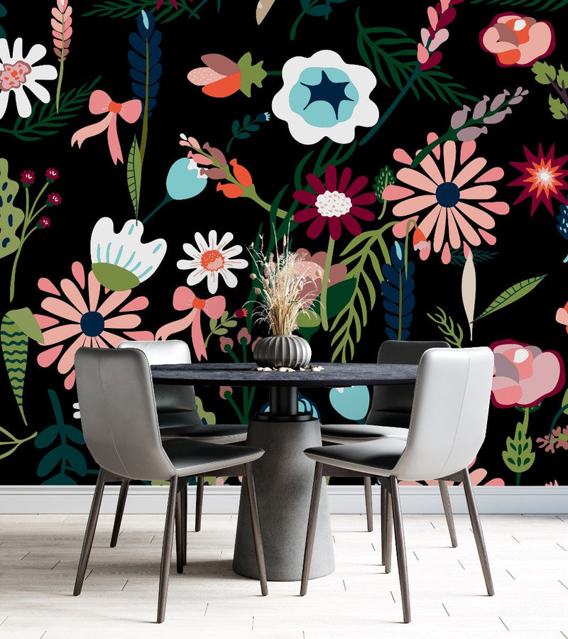 Flowers on Dark Wallpaper