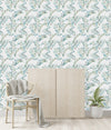 Modish Leaves on White Wallpaper Select