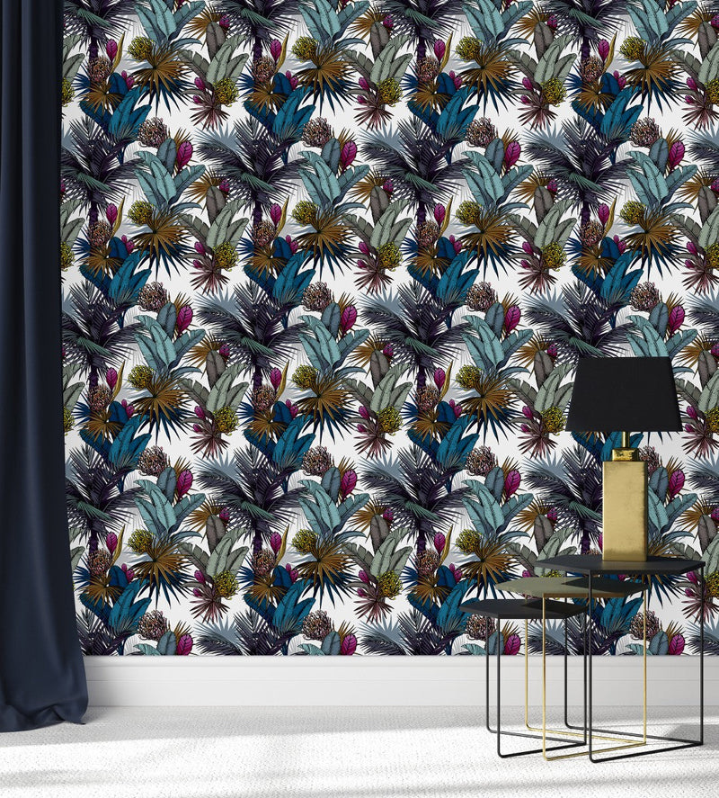 Voguish Exotic Palm Leaves Wallpaper Tasteful