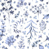 Elegant Blue Leaves Wallpaper Chic
