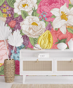 Colorful Peonies and Tulips Wallpaper