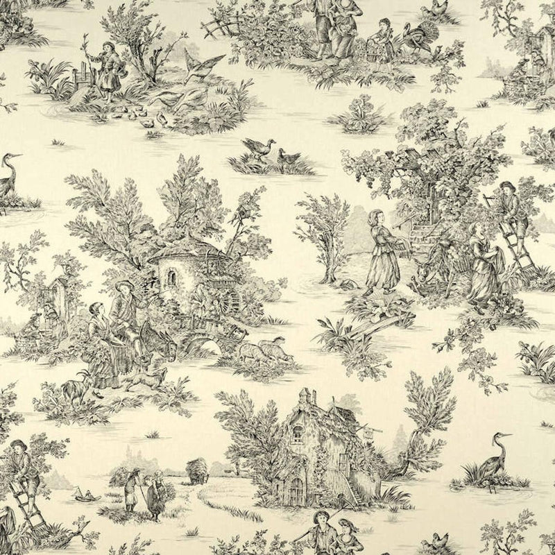 Shower Curtain in Pastorale #1 Black on Cream French Country Toile