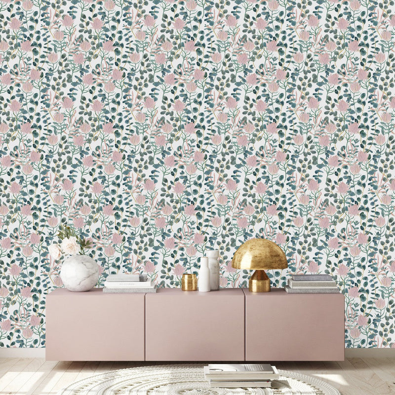 Stylish Pink Flowers Wallpaper Vogue