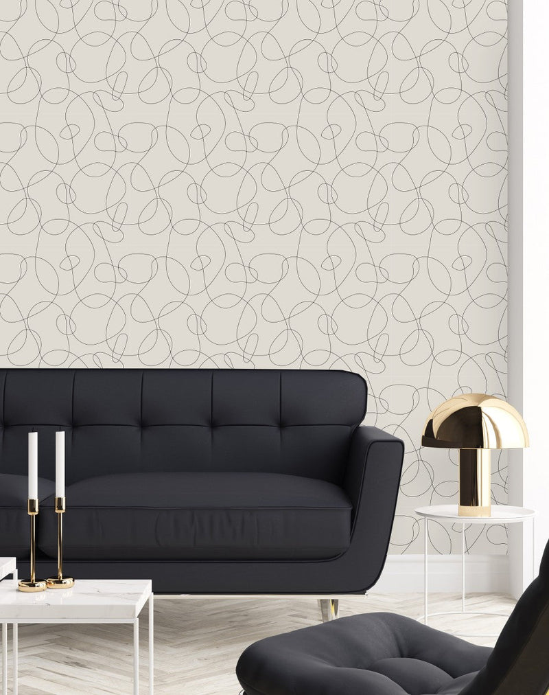 White Wallpaper with Black Lines