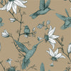 Dark Beige Wallpaper with Hummingbird