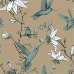 Dark Beige Wallpaper with Hummingbird