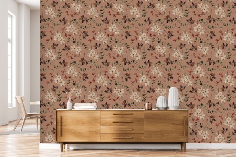 Brown Floral Wallpaper