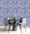 Stylish Blue Leaves and Berries Wallpaper Smart