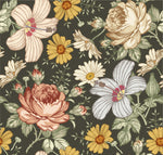 Flowers on Dark Green Background Wallpaper