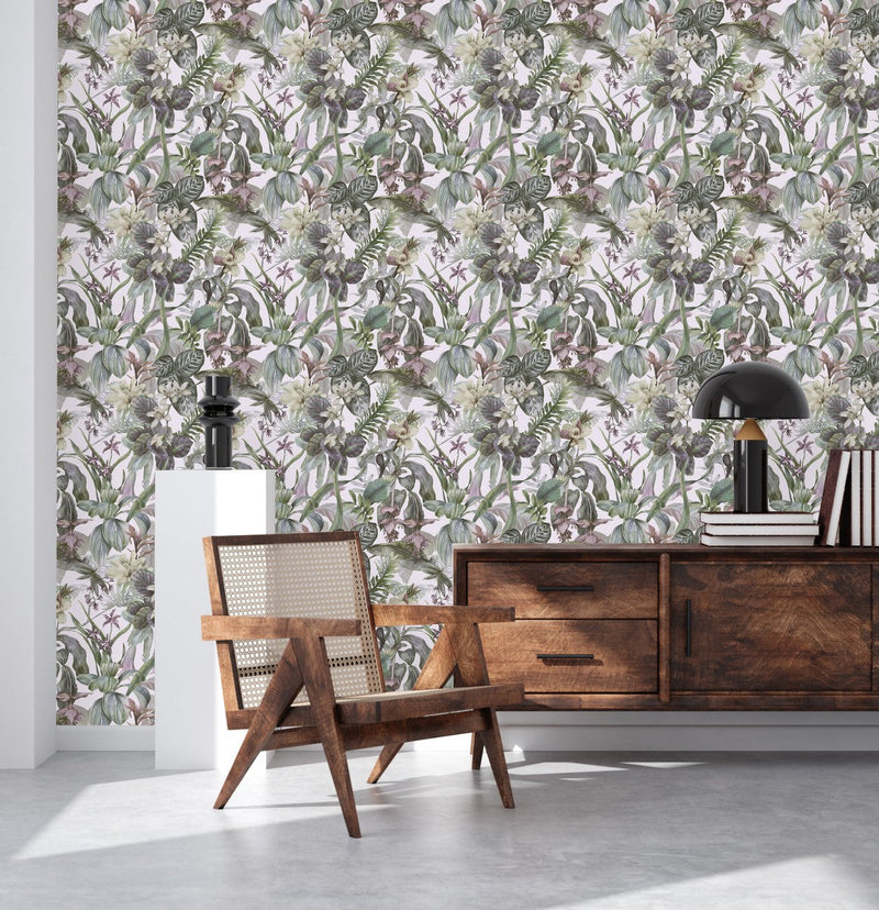 Modish Green Plants Wallpaper Chic