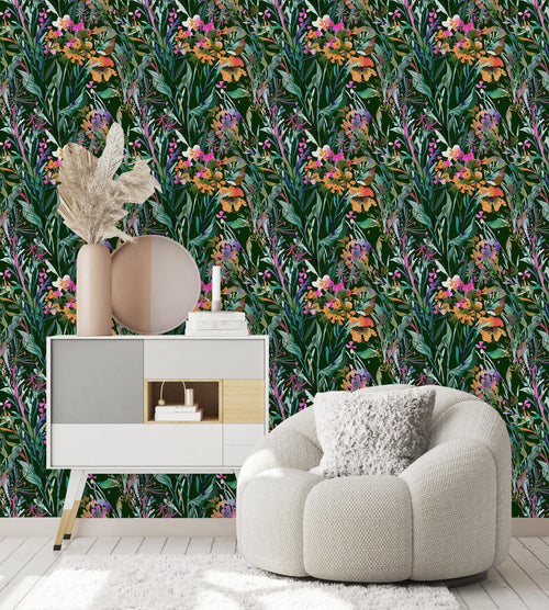 Dark Green Herbal Wallpaper