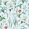 Botanical Flowers on Blue Background Wallpaper