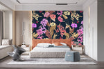 Brightly Pink and Yellow Flowers Wallpaper