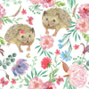 Hedgehogs between Flowers Wallpaper