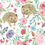 Hedgehogs between Flowers Wallpaper