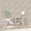 Beige Wallpaper with Leaves