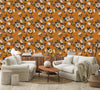 Orange Wallpaper with Floral Pattern