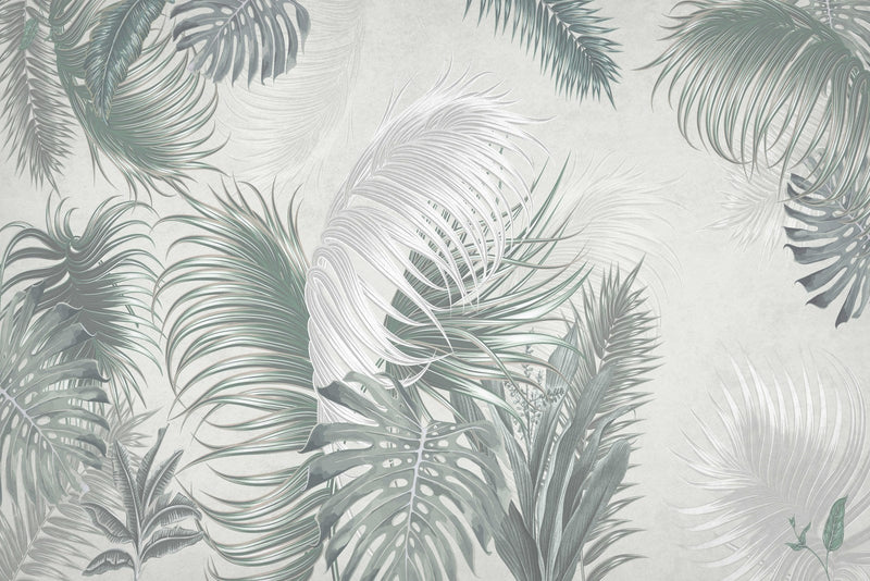 Grey Palm Leaves Wallpaper