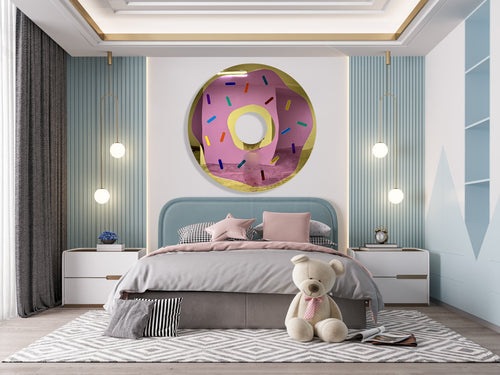 Oversized Mirrored Acrylic Donuts Wall Sculpture