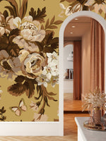 Contemporary Modern Beige Floral Wallpaper