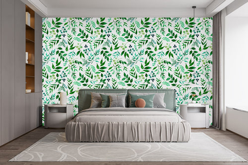 Fashionable Green Leaves Wallpaper Smart Quality