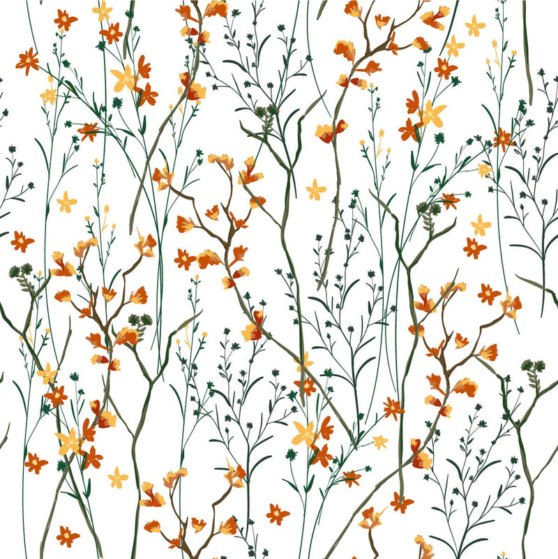 Orange Wildflowers Wallpaper