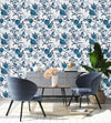 Dark Blue Flowers Wallpaper Vogue High-Quality
