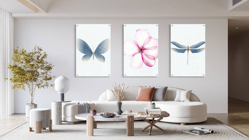 Dragonfly Pattern Set of 3 Prints Modern Wall Art Modern Artwork