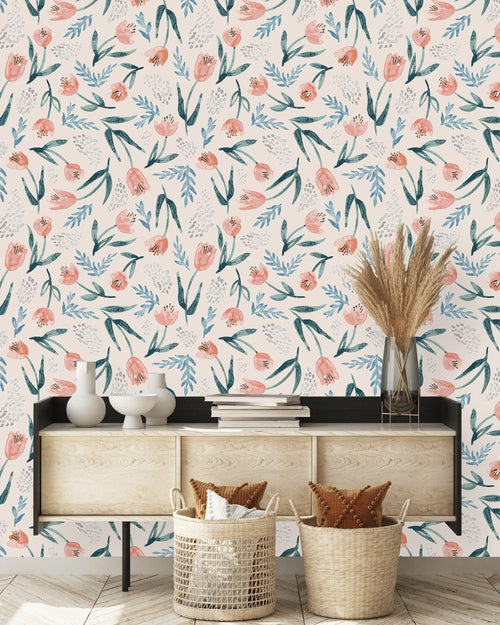 Watercolored Tulips Wallpaper