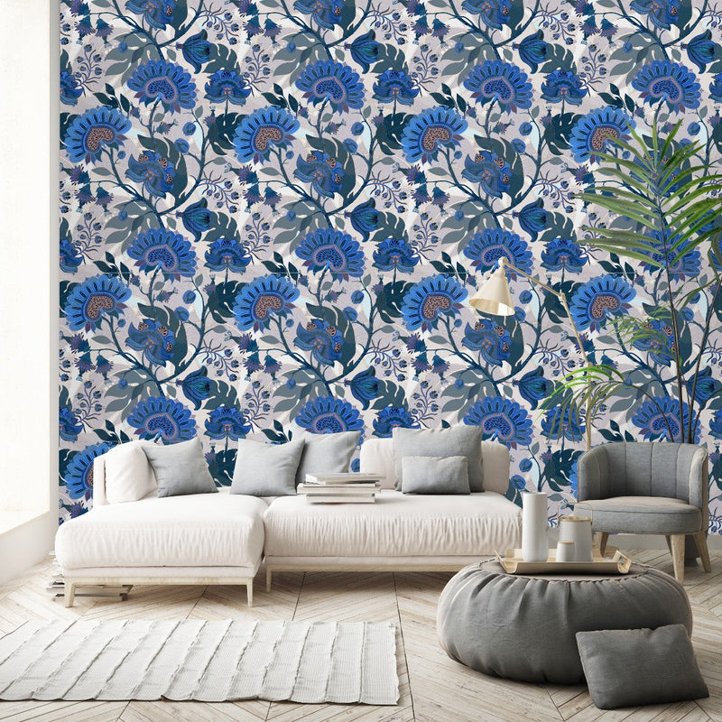 Blue Indian Design Wallpaper