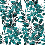 Modish White Wallpaper with Green Leaves Vogue