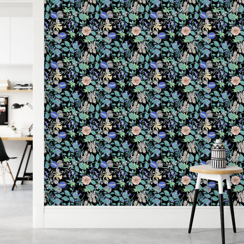 Fashionable Dark Floral Wallpaper Tasteful