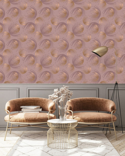Pink and Gold Floral Pattern Wallpaper