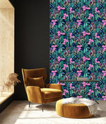 Pink Flowers between Leaves Wallpaper