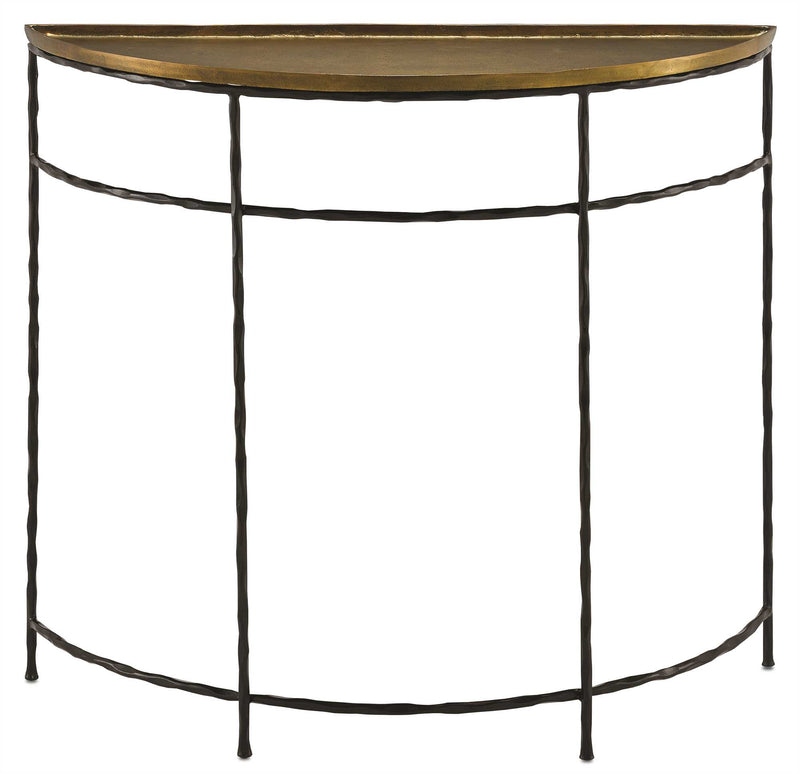Currey and Company Boyles Demilune Console Table, Brass 4000-0053