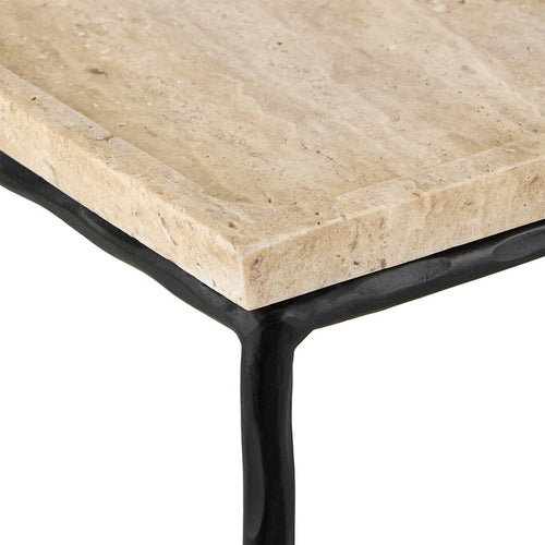 Currey and Company Boyles Travertine Side Table 4000-0136