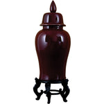 Lovecup Oxblood Red Ginger Jar with Stand and Lid L012