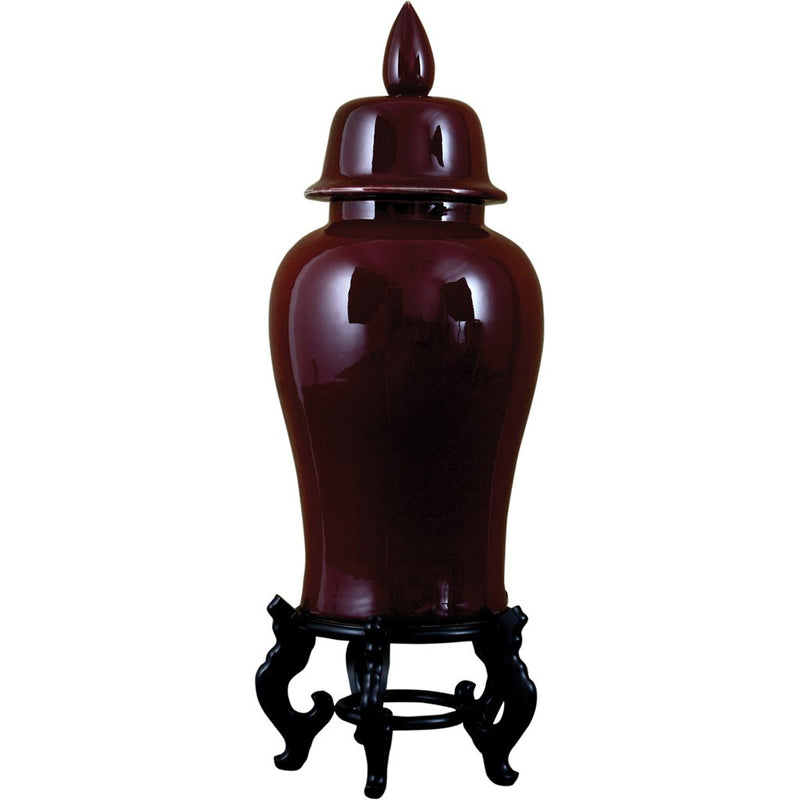 Lovecup Oxblood Red Ginger Jar with Stand and Lid L012