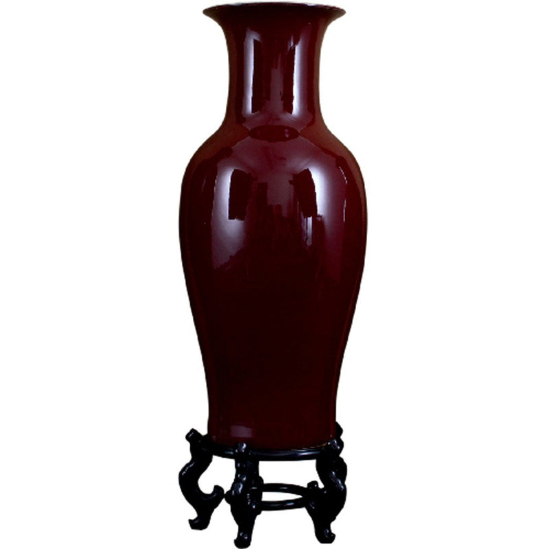 Lovecup Oxblood Red Porcelain Vase with Stand 36" Height L025