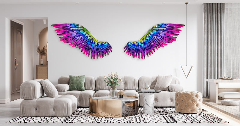 Multicolor Angel Wings / Printed Acrylic Art/ Printed Wall Art / Wall Decor/Wall Sculpture/Abstract Wall Decor/ Gift